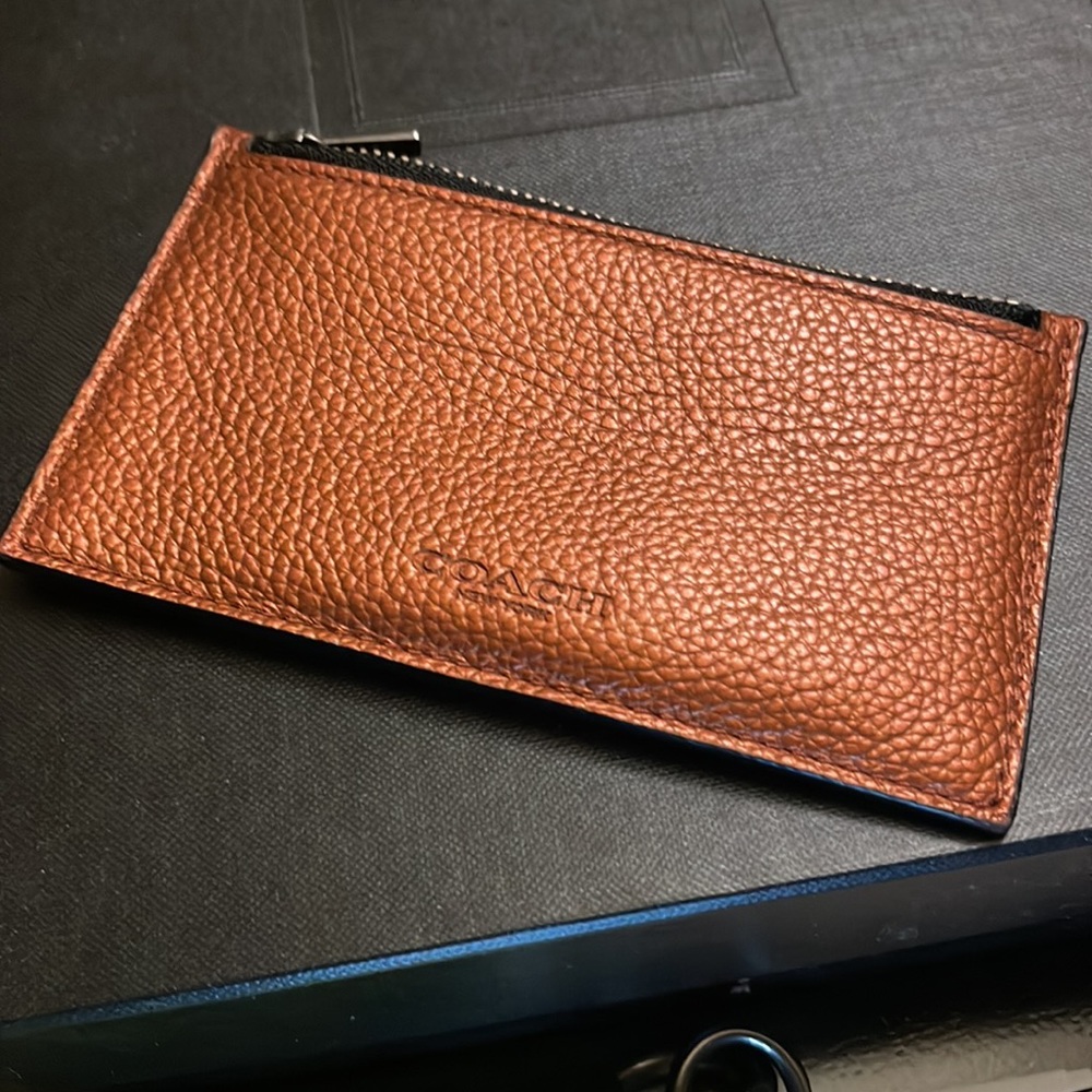 Coach Men’s Zip Card Case in Metallic Rust